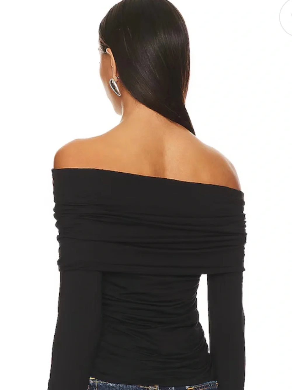 LNA Clothing Off-The-Shoulder Long Sleeve Top in Black - Picture 2 of 5